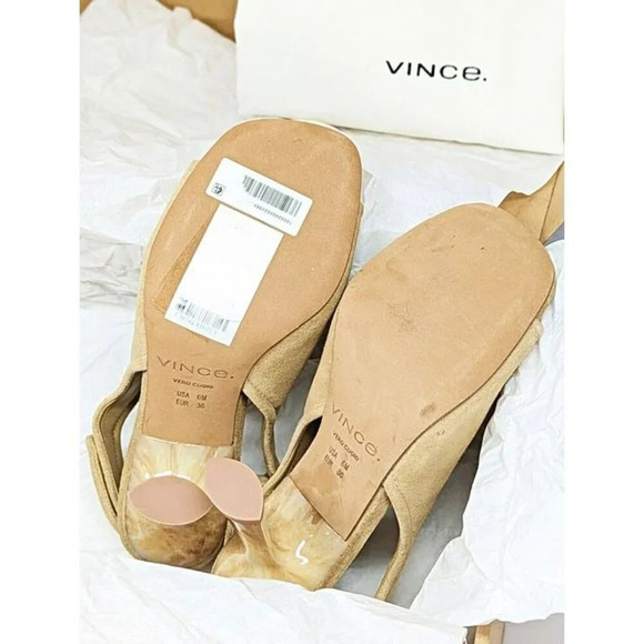 Vince Women's Quest Slingback High Heel Sandals in Dune Suede Size 6 (MSRP $350) - Picture 8 of 10
